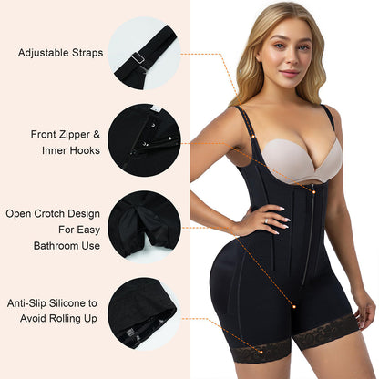 6-Steel-Bones Tummy Control Zip & Hooks Faja with Butt Lift