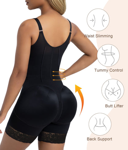 6-Steel-Bones Tummy Control Zip & Hooks Faja with Butt Lift