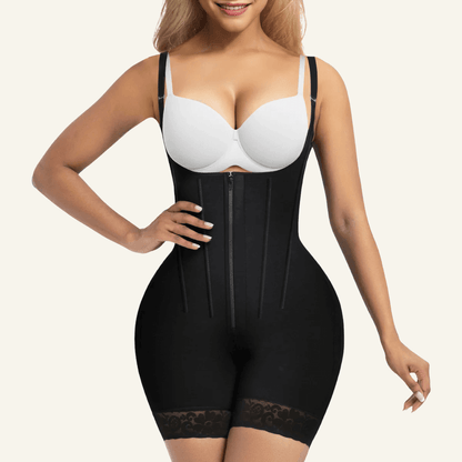 6-Steel-Bones Tummy Control Zip & Hooks Faja with Butt Lift